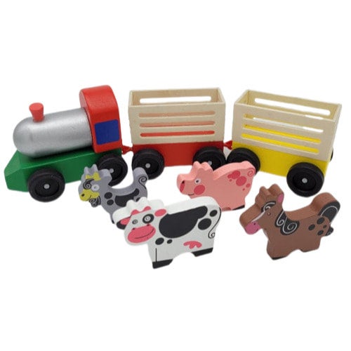 Wooden farm best sale train set